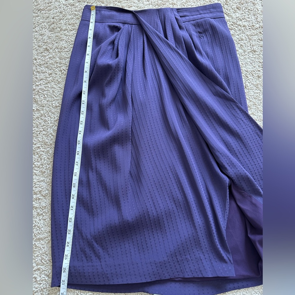 MM Lafleur The Lenox Skirt Foulard High Rise Deep Purple Knee Length Skirt -6(M) - Picture 12 of 12